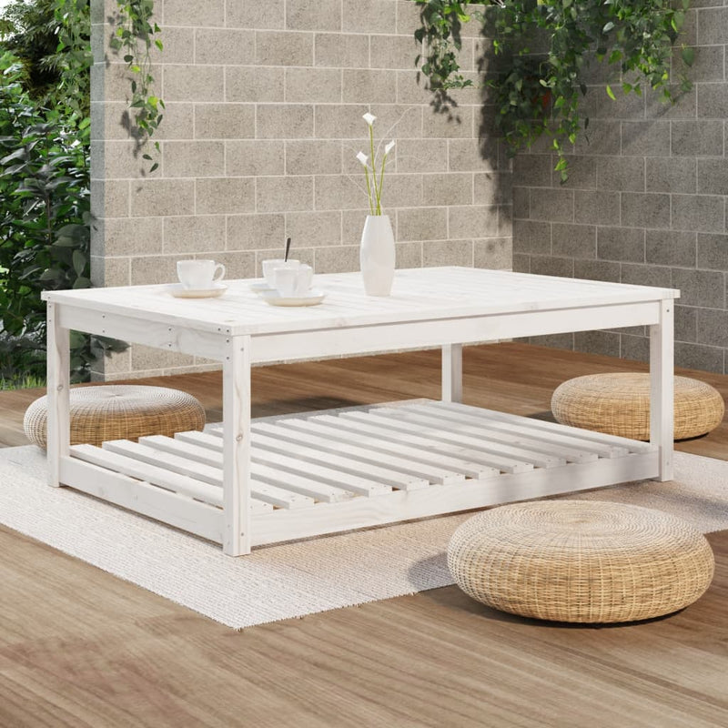 vidaXL fehér tömör fenyőfa kerti asztal 121x82,5x45 cm