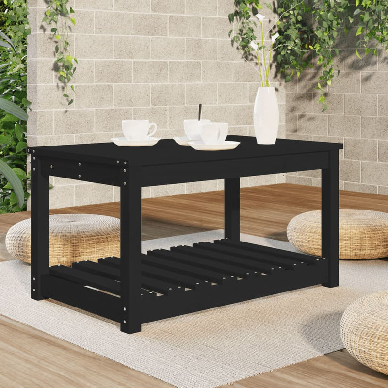 vidaXL fekete tömör fenyőfa kerti asztal 82,5 x 50,5 x 45 cm