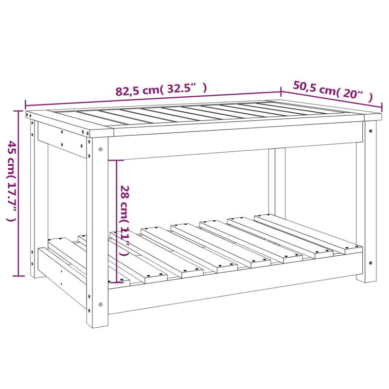 vidaXL fekete tömör fenyőfa kerti asztal 82,5 x 50,5 x 45 cm
