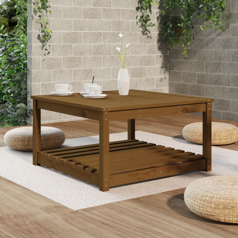 vidaXL mézbarna tömör fenyőfa kerti asztal 82,5x82,5x45 cm