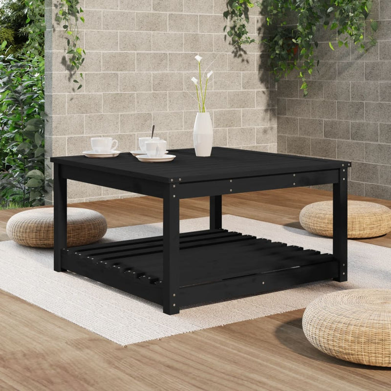 vidaXL fekete tömör fenyőfa kerti asztal 82,5 x 82,5 x 45 cm
