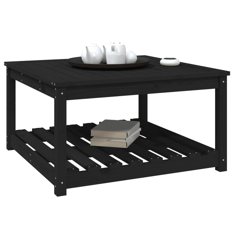 vidaXL fekete tömör fenyőfa kerti asztal 82,5 x 82,5 x 45 cm
