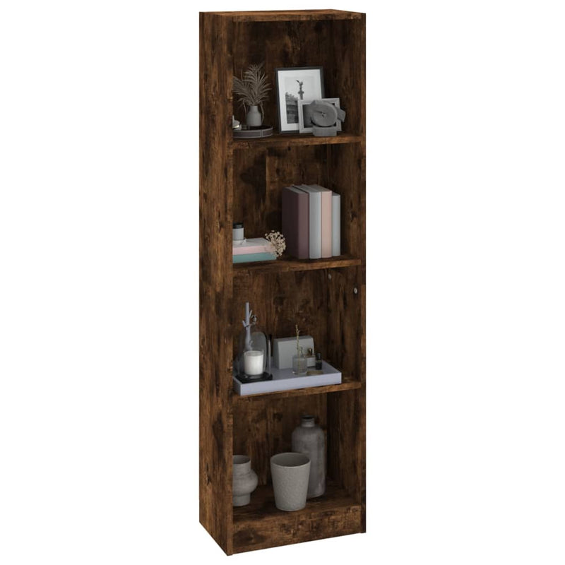 vidaXL 4 szintes füstös tölgy színű fa könyvszekrény 40 x 24 x 143 cm