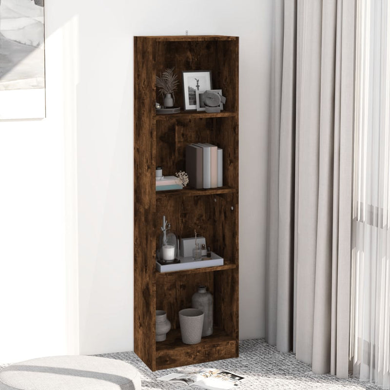 vidaXL 4 szintes füstös tölgy színű fa könyvszekrény 40 x 24 x 143 cm