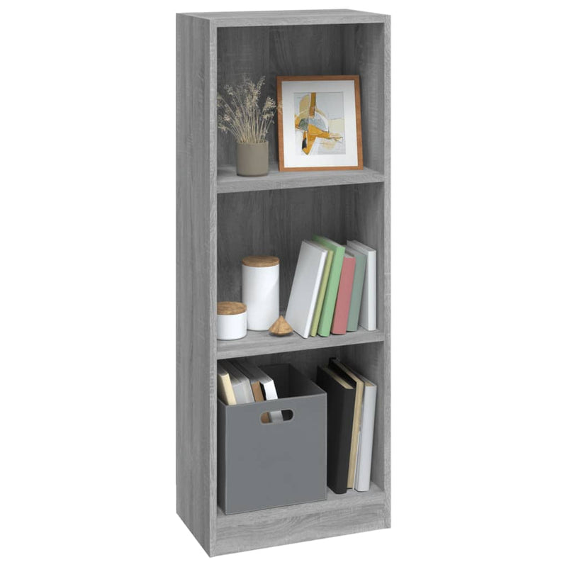 vidaXL 3 szintes szürke sonoma szerelt fa könyvszekrény 40x24x109 cm