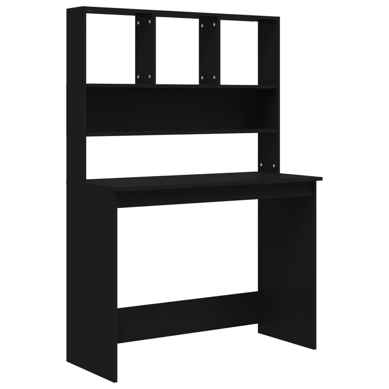 vidaXL fekete szerelt fa íróasztal polcokkal 102 x 45 x 148 cm