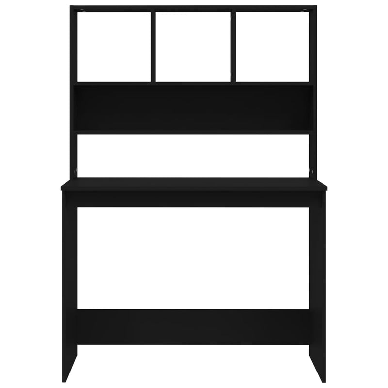 vidaXL fekete szerelt fa íróasztal polcokkal 102 x 45 x 148 cm