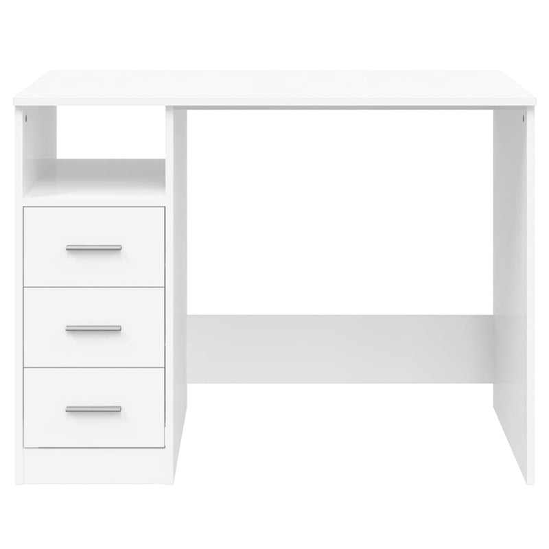 vidaXL fehér szerelt fa íróasztal fiókokkal 102 x 50 x 76 cm