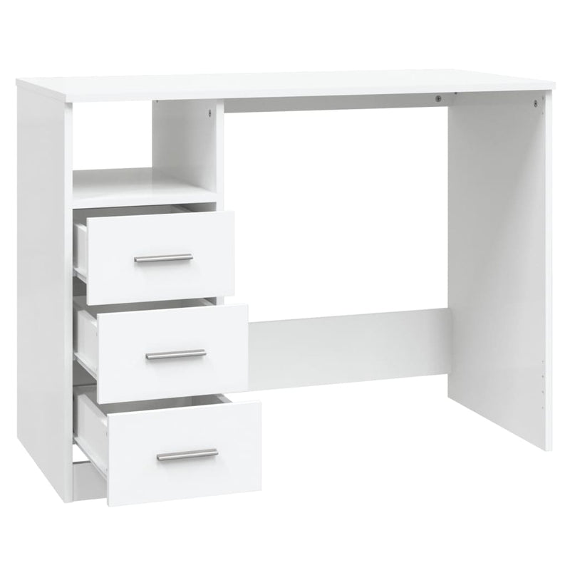 vidaXL fehér szerelt fa íróasztal fiókokkal 102 x 50 x 76 cm