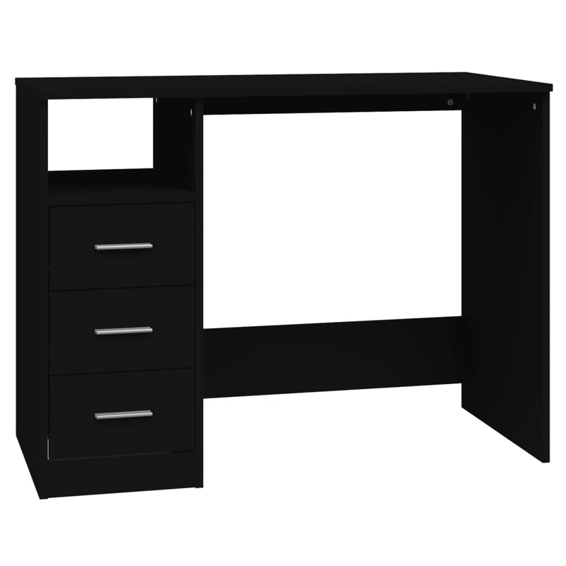 vidaXL fekete szerelt fa íróasztal fiókokkal 102 x 50 x 76 cm