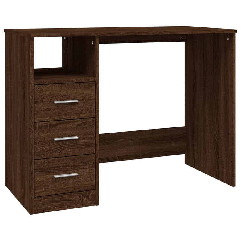 vidaXL barna tölgy színű szerelt fa íróasztal fiókokkal 102x50x76 cm