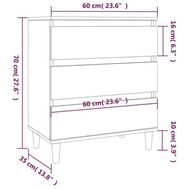 vidaXL fekete szerelt fa tálalószekrény 60 x 35 x70 cm