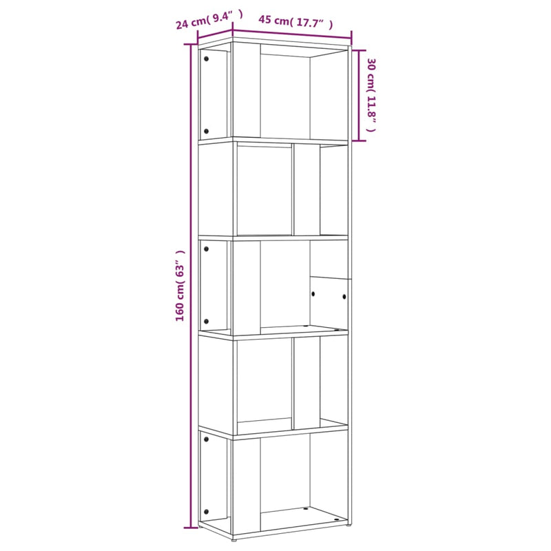 vidaXL barna tölgy színű szerelt fa könyvszekrény 45 x 24 x 160 cm
