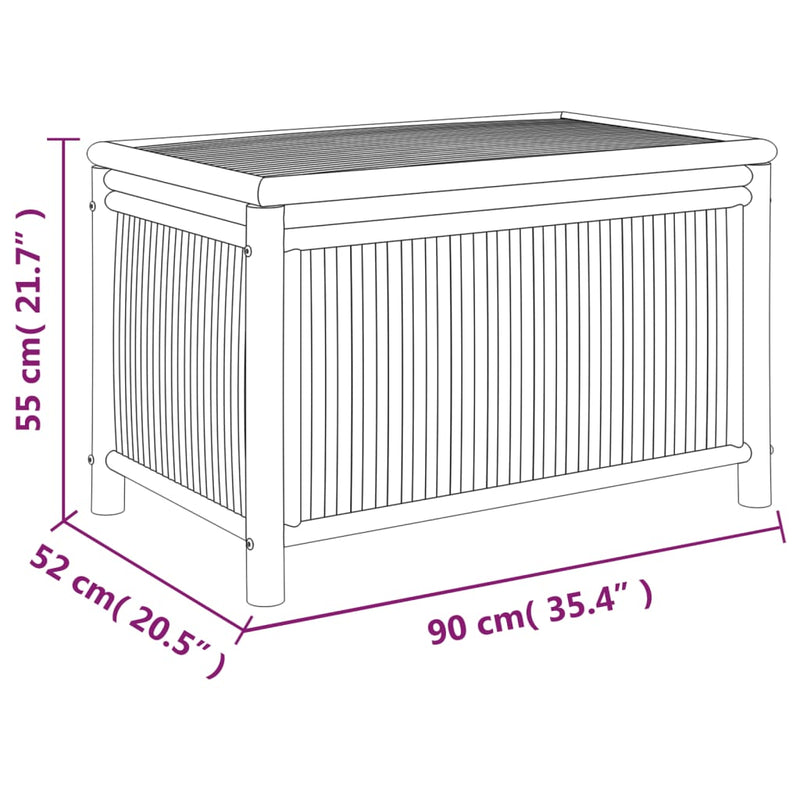 vidaXL bambusz kerti tárolóláda 90 x 52 x 55 cm