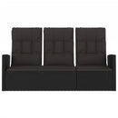 vidaXL fekete polyrattan dönthető kerti pad párnával 173 cm