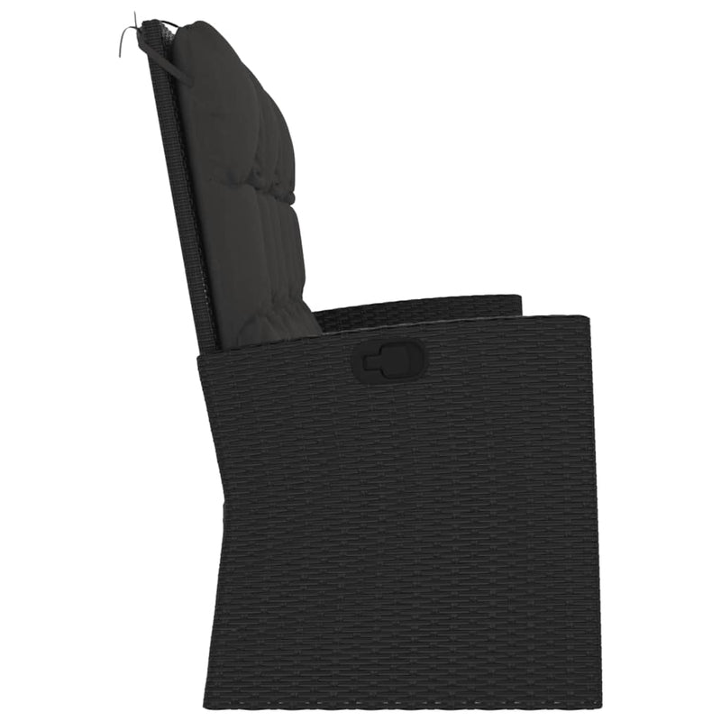 vidaXL fekete polyrattan dönthető kerti pad párnával 173 cm