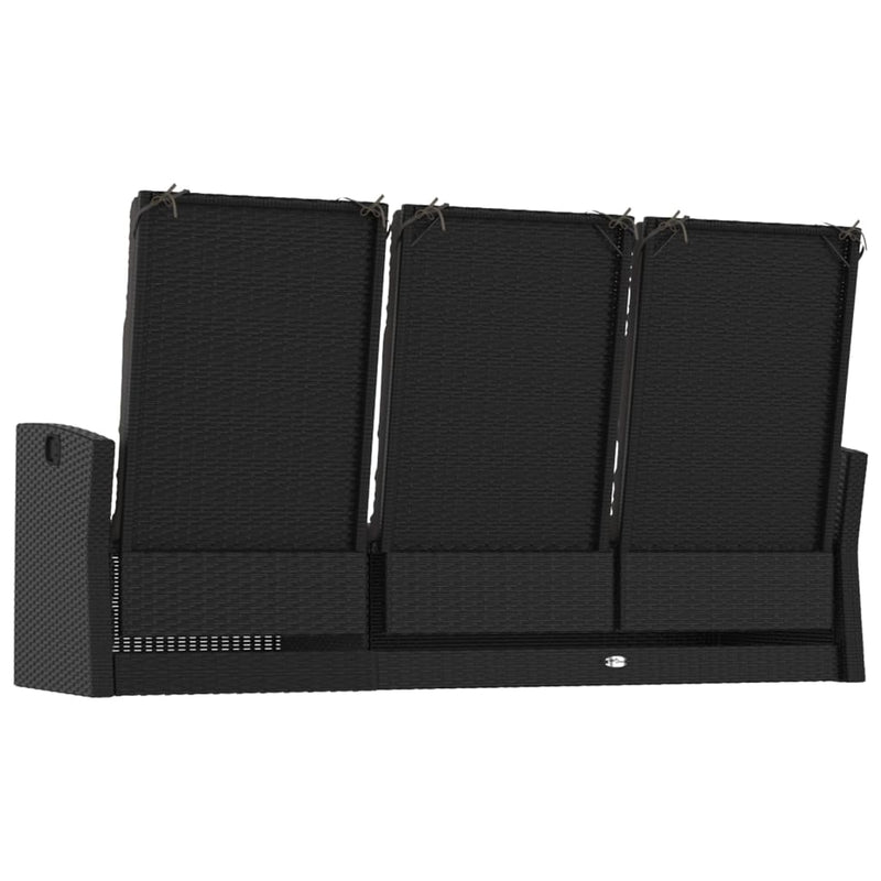 vidaXL fekete polyrattan dönthető kerti pad párnával 173 cm