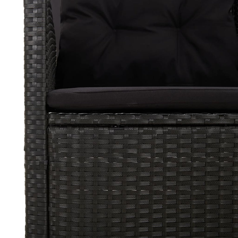 vidaXL fekete polyrattan dönthető kerti pad párnával 173 cm