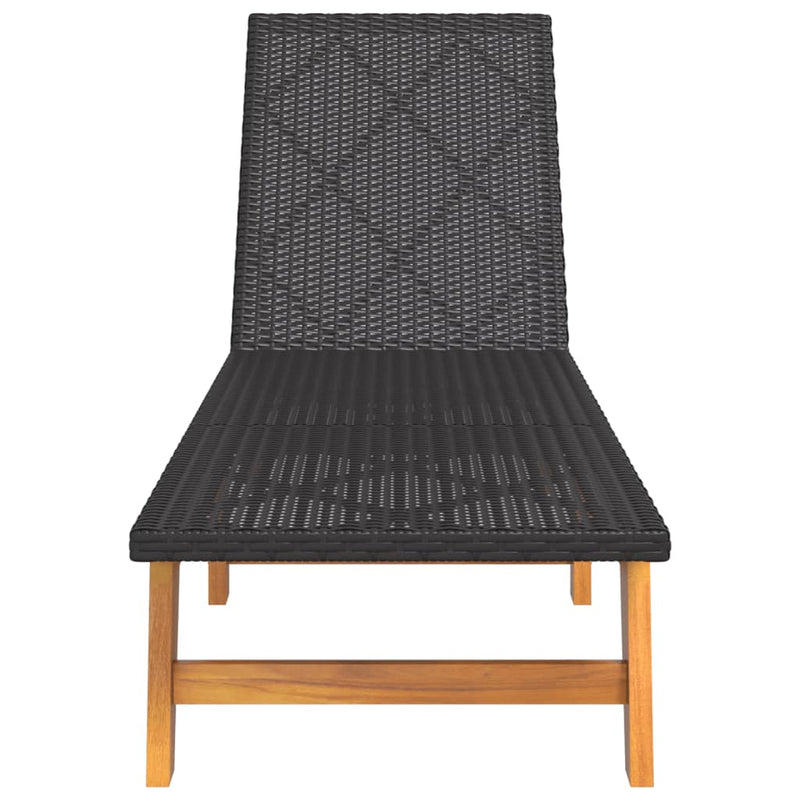 vidaXL polyrattan és tömör akácfa napozóágy asztallal