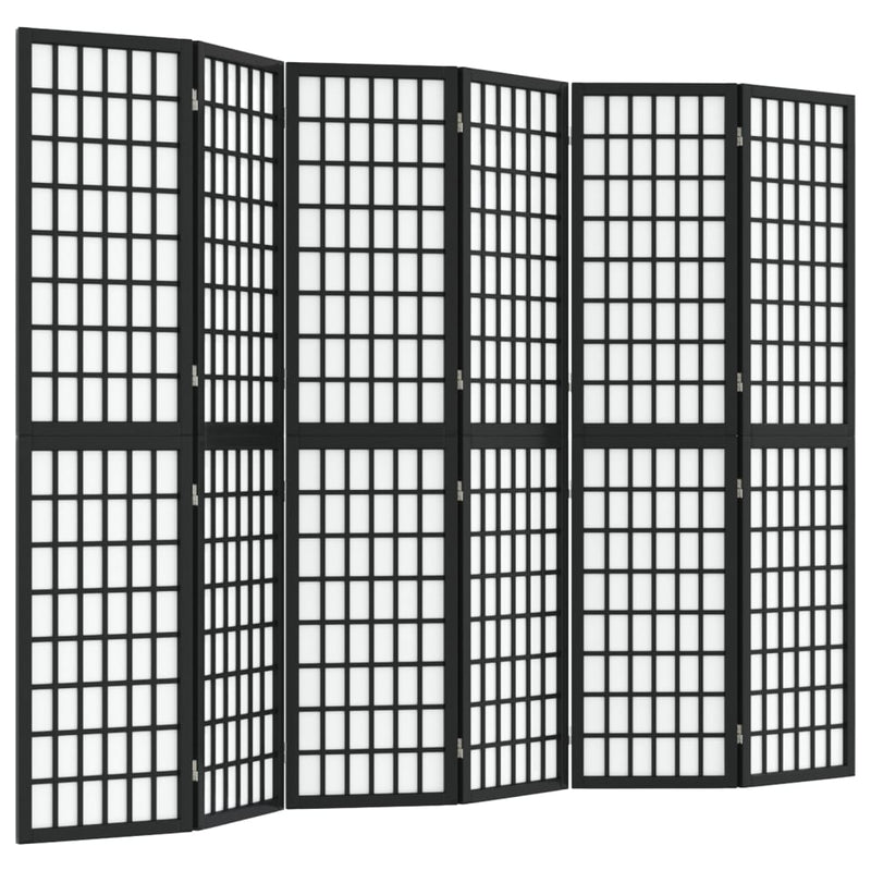vidaXL 6 paneles fekete japán stílusú összecsukható paraván 240x170 cm