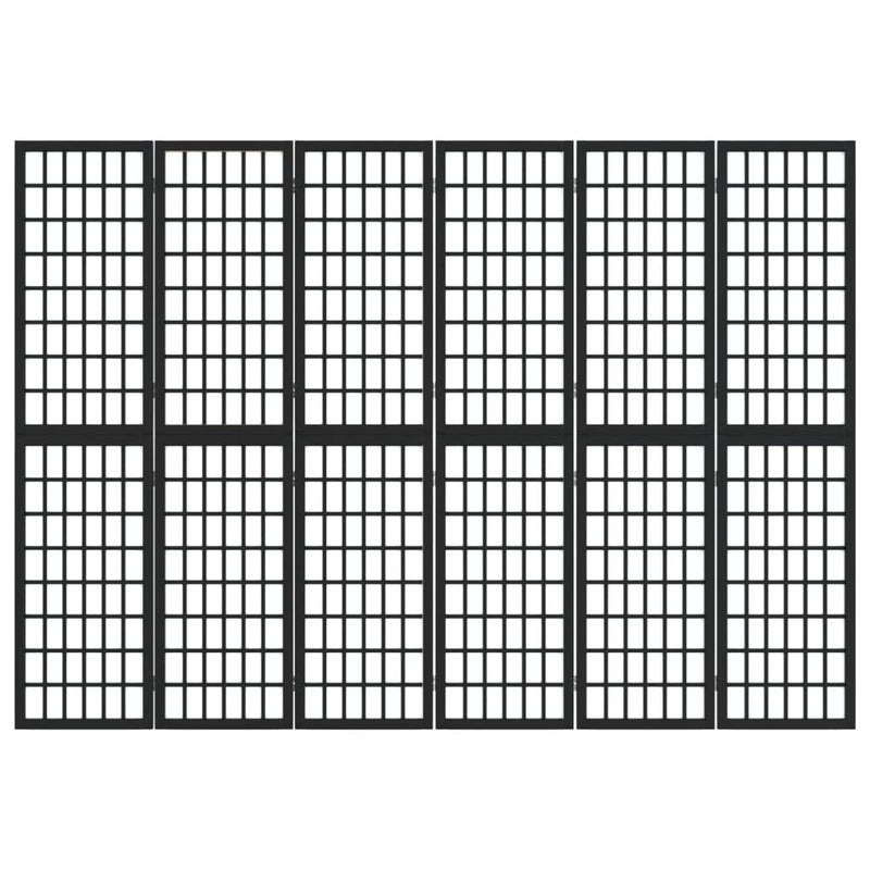 vidaXL 6 paneles fekete japán stílusú összecsukható paraván 240x170 cm