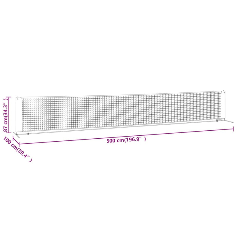 vidaXL fekete és piros poliészter teniszháló 500x100x87 cm