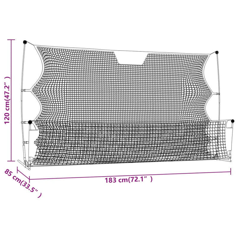 vidaXL fekete és sárga poliészter foci-visszapattanó háló 183x85x120cm