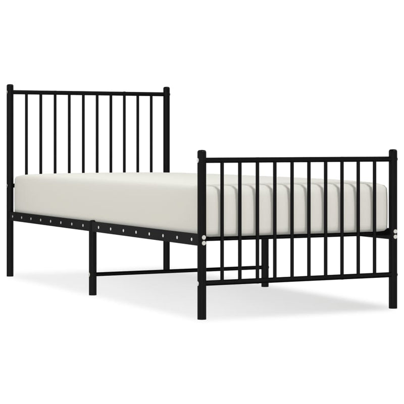 vidaXL fekete fém ágykeret fej- és lábtámlával 80 x 200 cm