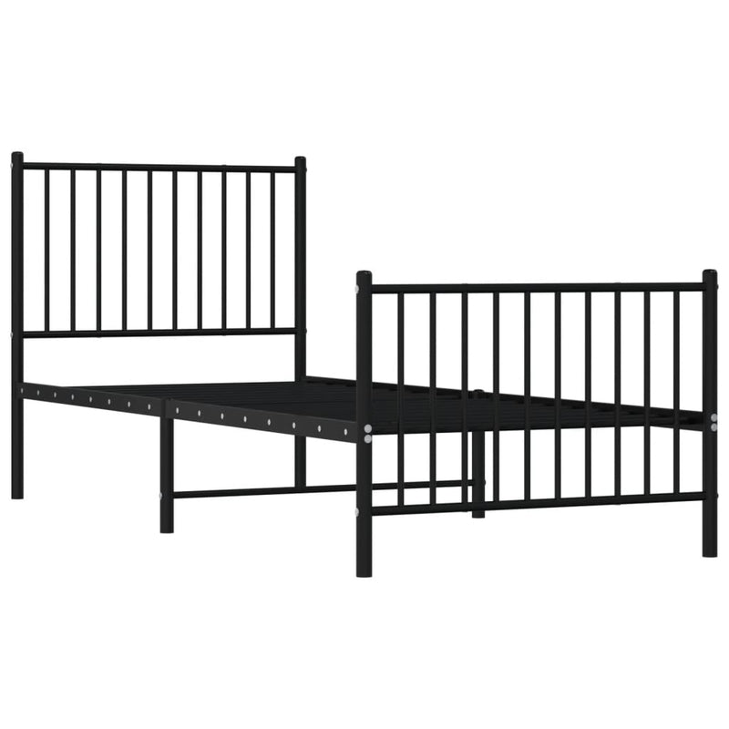 vidaXL fekete fém ágykeret fej- és lábtámlával 80 x 200 cm