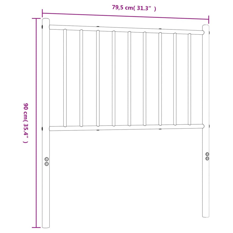 vidaXL fekete fém fejtámla 75 cm