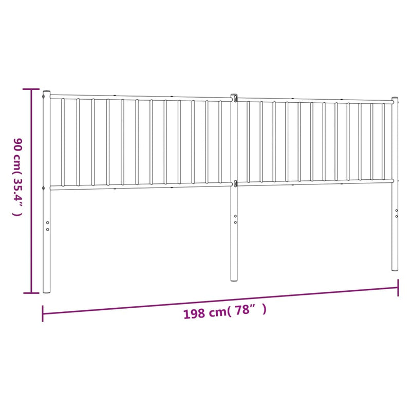 vidaXL fekete fém fejtámla 193 cm