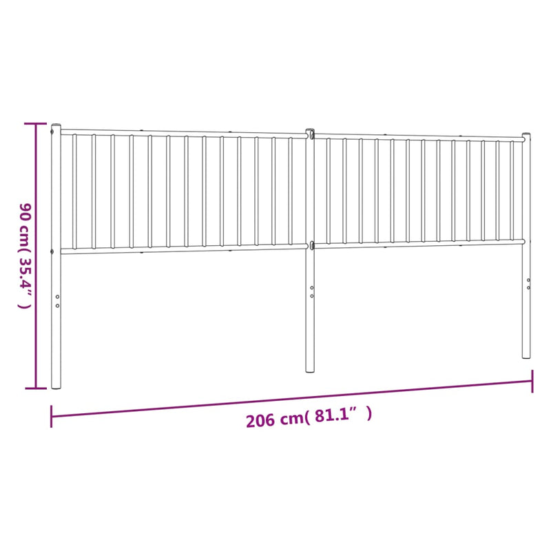 vidaXL fehér fém fejtámla 200 cm
