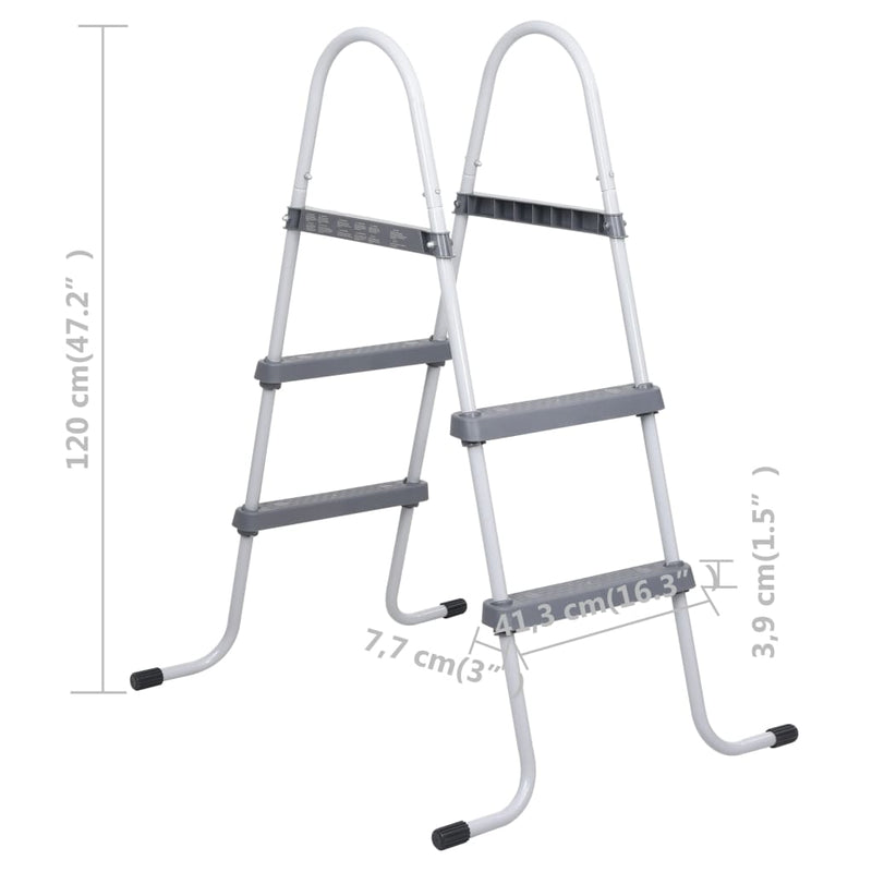 vidaXL szürke acél medencelétra 84 cm