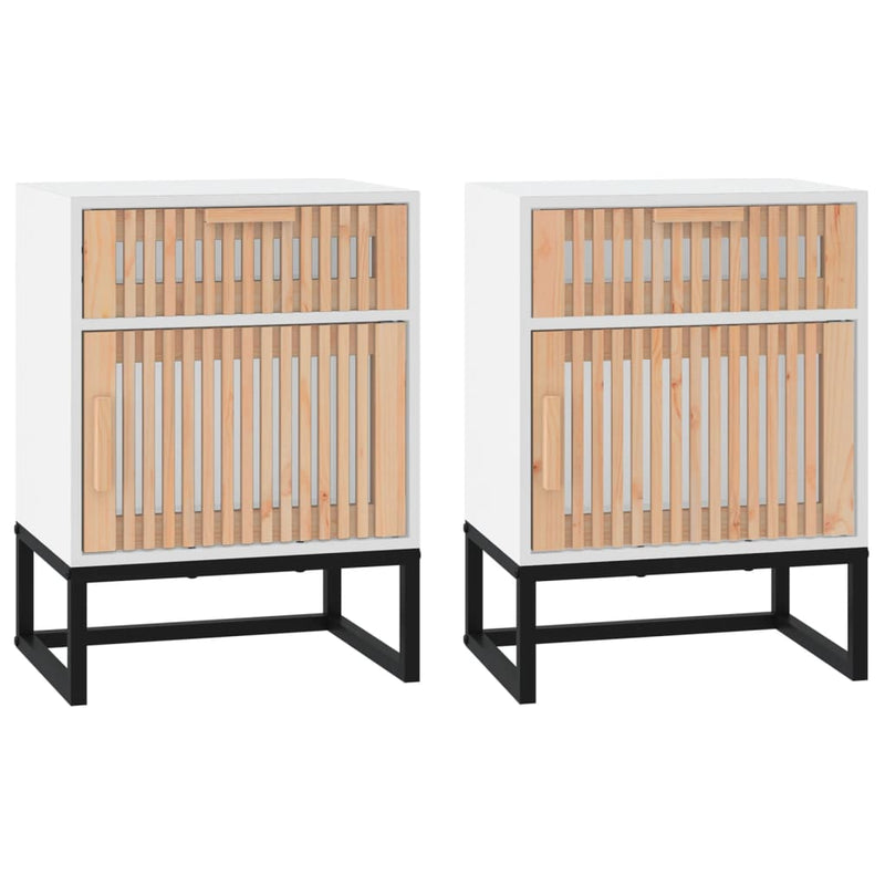 vidaXL 2 db fehér szerelt fa és vas éjjeliszekrény 40 x 30 x 55,5 cm