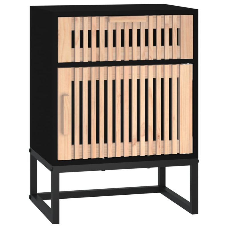 vidaXL 2 db fekete szerelt fa és vas éjjeliszekrény 40x30x55,5 cm