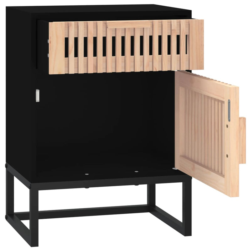 vidaXL 2 db fekete szerelt fa és vas éjjeliszekrény 40x30x55,5 cm