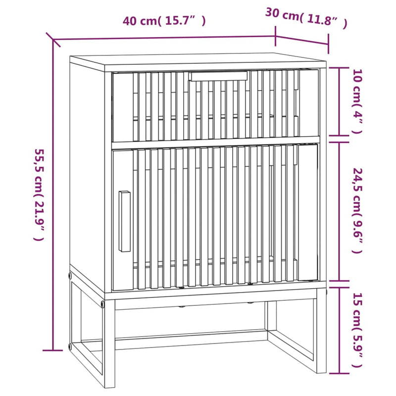 vidaXL 2 db fekete szerelt fa és vas éjjeliszekrény 40x30x55,5 cm