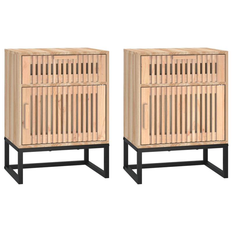 vidaXL 2 db szerelt fa és vas éjjeliszekrény 40x30x55,5 cm