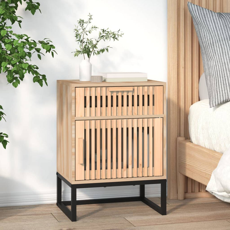 vidaXL 2 db szerelt fa és vas éjjeliszekrény 40x30x55,5 cm
