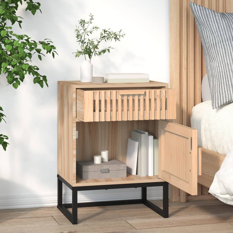 vidaXL 2 db szerelt fa és vas éjjeliszekrény 40x30x55,5 cm