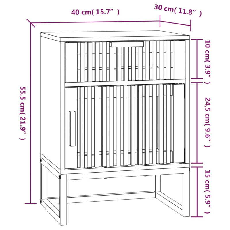 vidaXL 2 db szerelt fa és vas éjjeliszekrény 40x30x55,5 cm