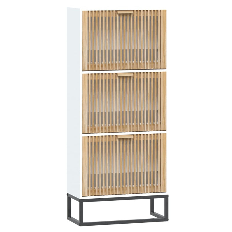vidaXL fehér szerelt fa cipősszekrény 52x25x120 cm
