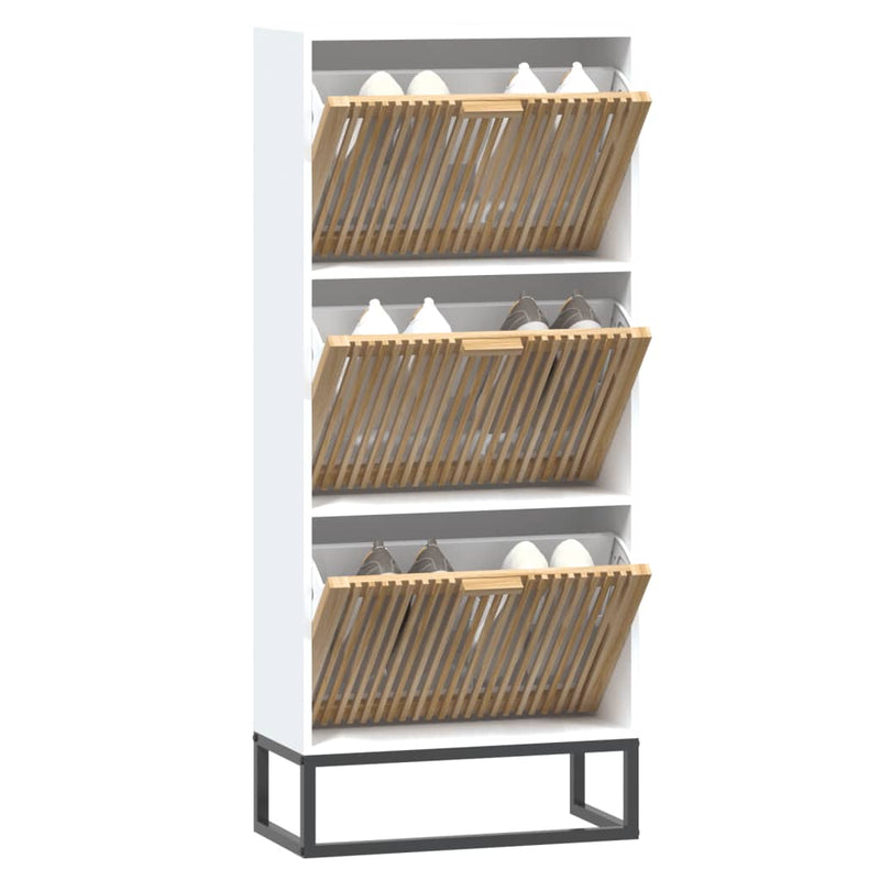 vidaXL fehér szerelt fa cipősszekrény 52x25x120 cm