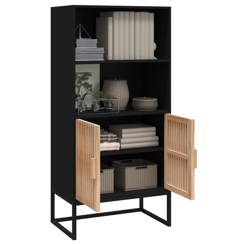 vidaXL fekete szerelt fa magasszekrény 60 x 35 x 125 cm