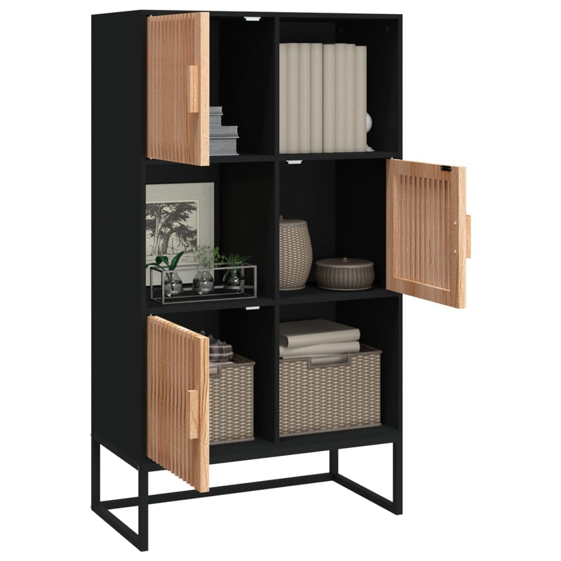 vidaXL fekete szerelt fa magasszekrény 70 x 35 x 125 cm