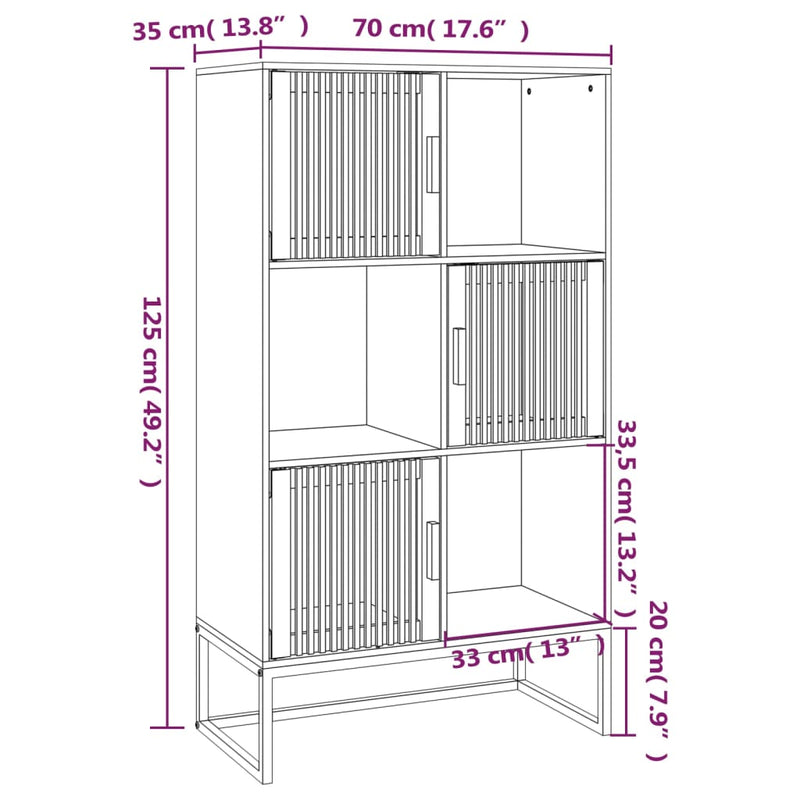 vidaXL fekete szerelt fa magasszekrény 70 x 35 x 125 cm