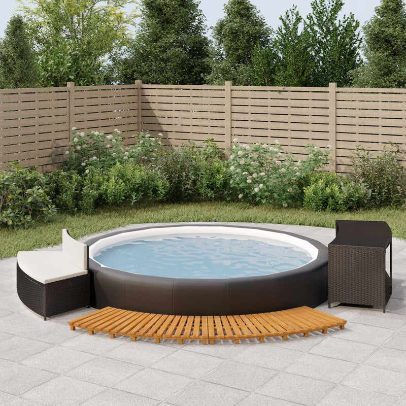 vidaXL fekete polyrattan és tömör akácfa jakuzzi-keret