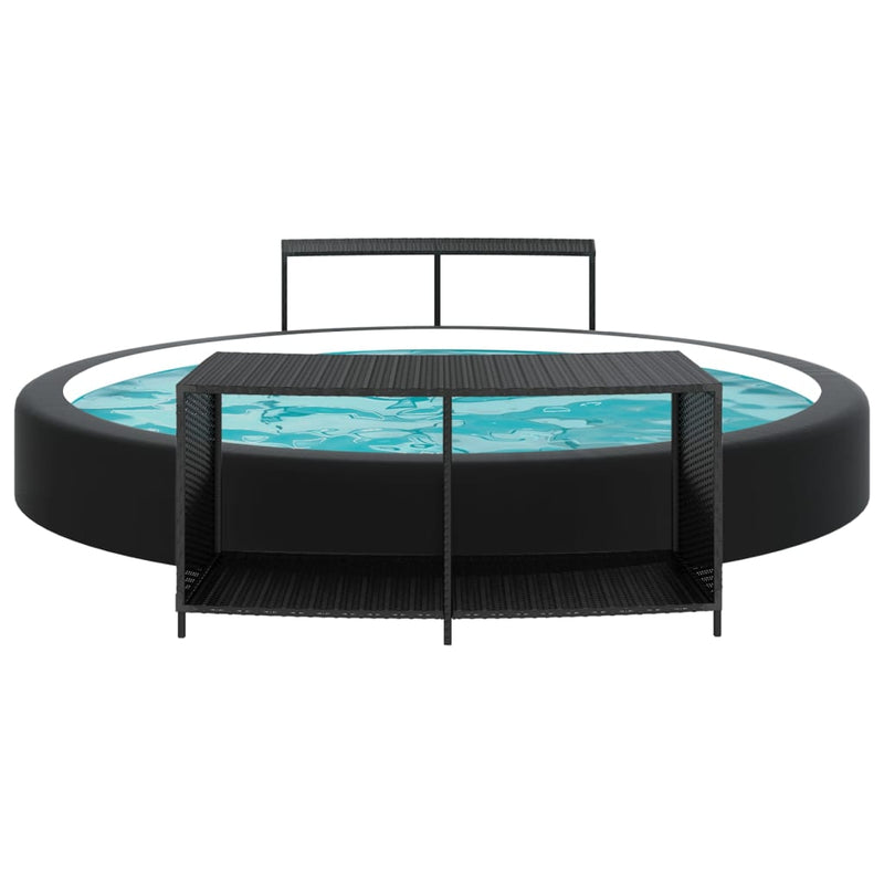 vidaXL 2 db fekete polyrattan tárolópolc