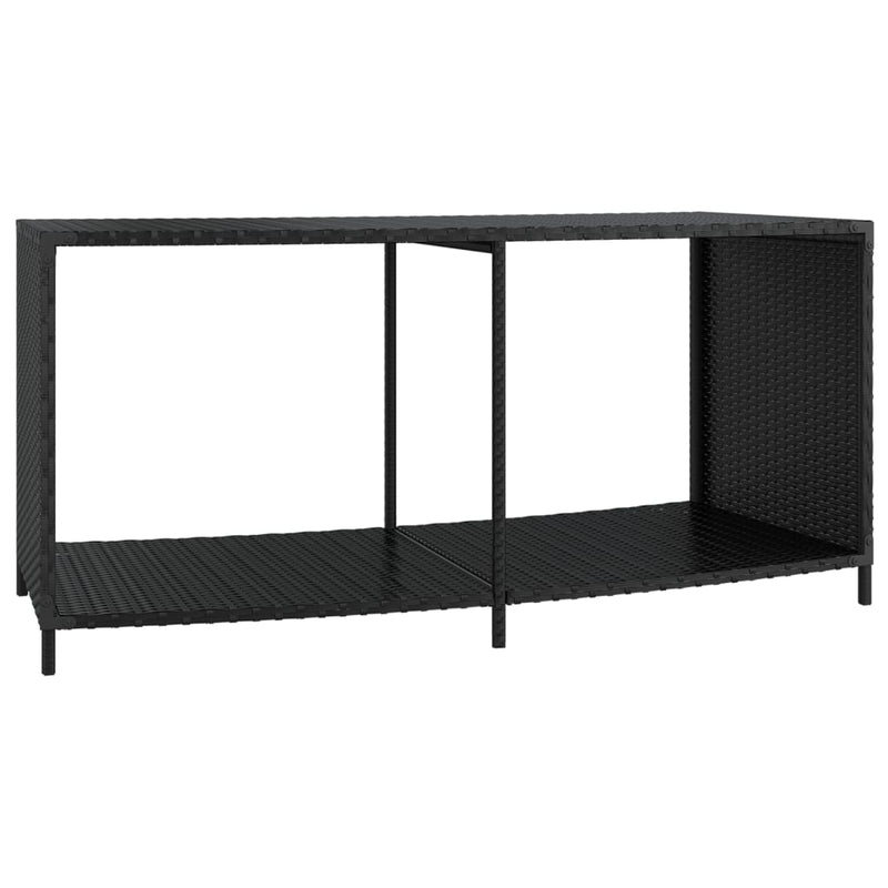 vidaXL 2 db fekete polyrattan tárolópolc
