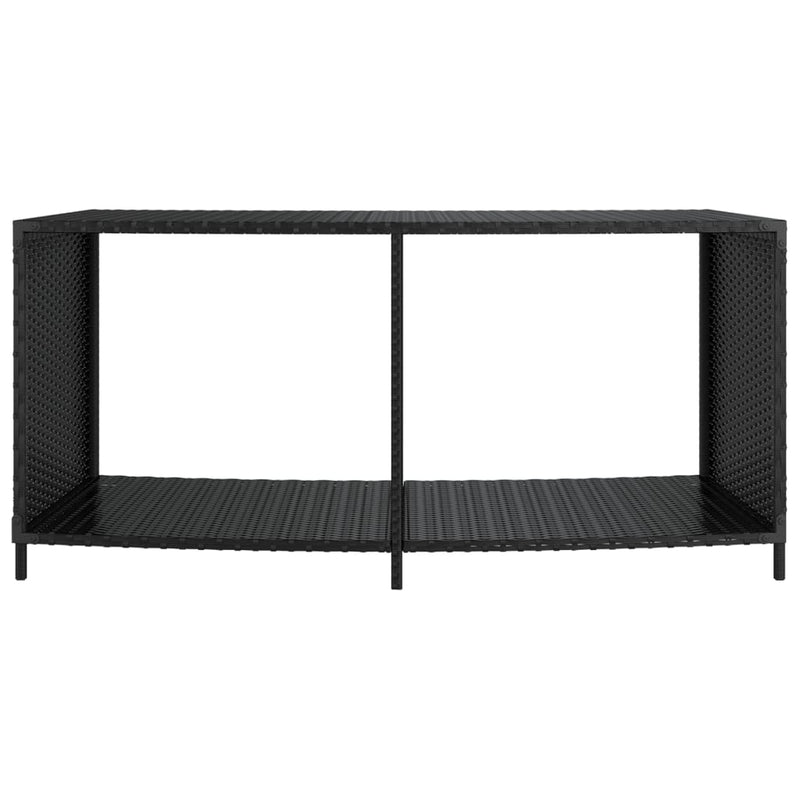 vidaXL 2 db fekete polyrattan tárolópolc